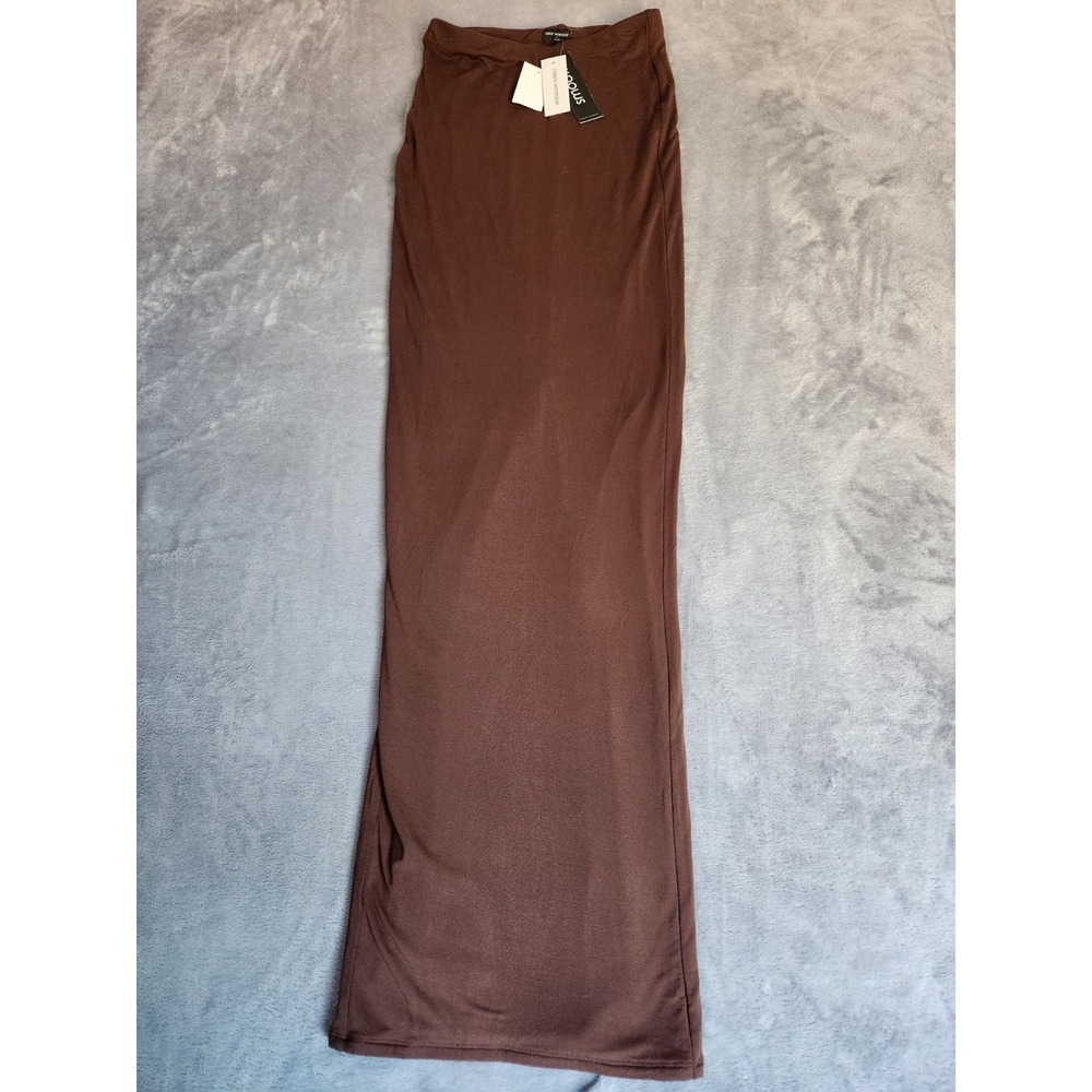 New Naked Wardrobe Chocolate Brown Long Bodycon Stretchy Skirt Small S Tall Nwt - Picture 2 of 10